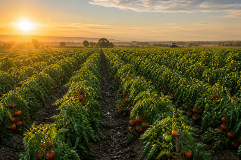 Tomato fields at harvest