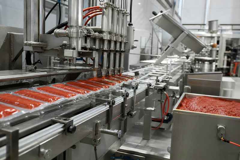 Filling line in the factory